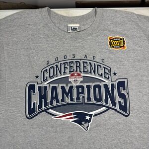 Vintage 2003 New England Patriots AFC Champions T-Shirt Mens XL Lee Sports